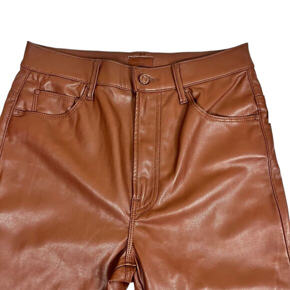 NWT Mother High-Waisted Rail Skimp Friar Brown Faux Leather Pants 29 - Picture 6 of 12